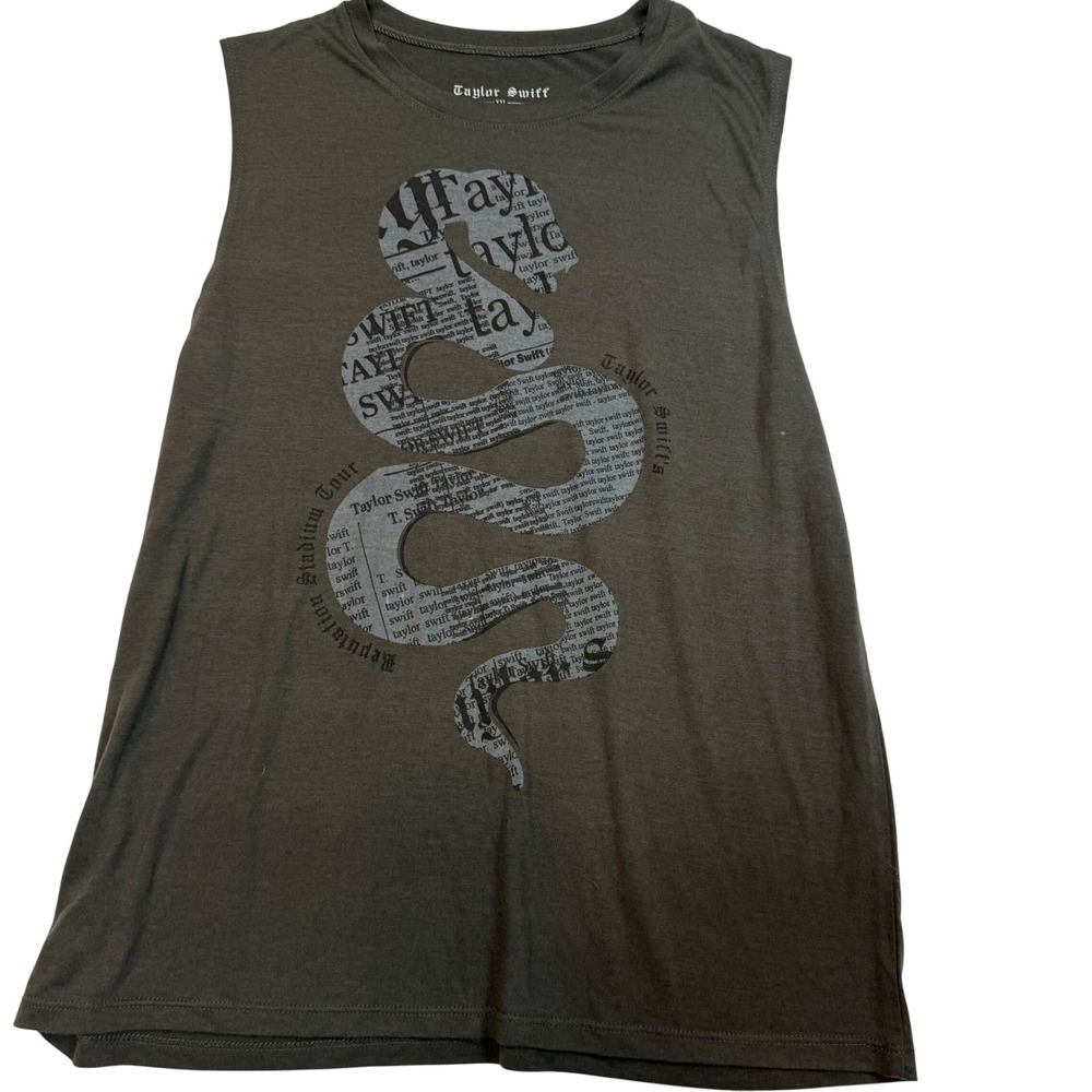Taylor Swift Reputation Stadium Tour Snake Newspaper Tank Top Gray XXL